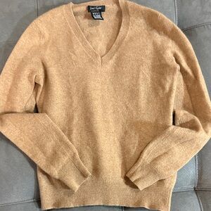 Lord & Taylor Camel V-Neck Sweater